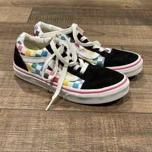 VANS Old Skool Rainbow Checkerboard Skate Shoes Youth Size 3 Unisex